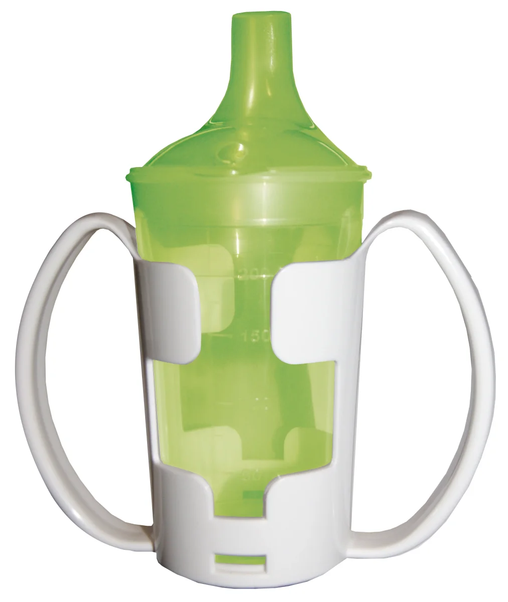Trinkbecher-Set mit Halter für Tee und Brei, langes Mundstück - verschiedene Farben – Bild 2