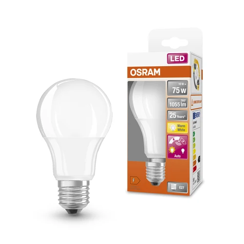 OSRAM LED DAYLIGHT Sensor Classic A LED Lampe matt (ex 75W) 10W / 2700K Warmweiß E27 – Bild 2