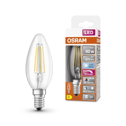 OSRAM Dimmbare LED-Lampe LED SUPERSTAR+ CL B FIL 40 dim 3,4W/940 E14 CRI90 BOX , Kaltweiß – Bild 2