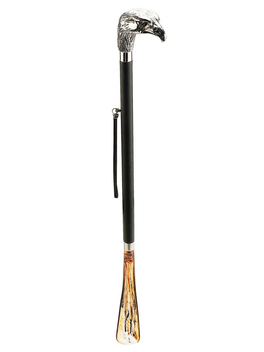Black shoehorn made of beech wood with a chromed eagle head – Bild 2