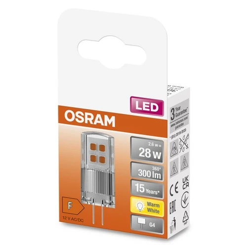 OSRAM LED Base Stiftsockellampe LED Lampe 12V (ex 30W) 2,6W / 2700K Warmweiß PIN G4 – Bild 2
