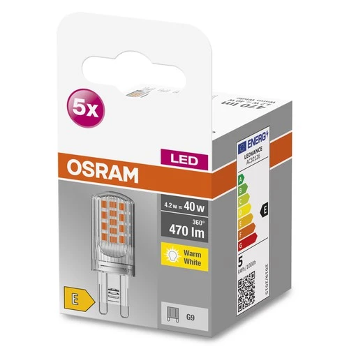 OSRAM LED Stiftsockellampe BASE PIN G9 LED-Lampe CL40 non-dimmable 4.2W, G9 , Warmweiß 5er Pack – Bild 4