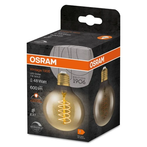 OSRAM Dimmbare LED-Lampen, Vintage-Edition, 48 Watts Ersatz, E27, G80, 2200 Kelvin, Warm Comfort Light, Klares Glas, single Pack – Bild 4