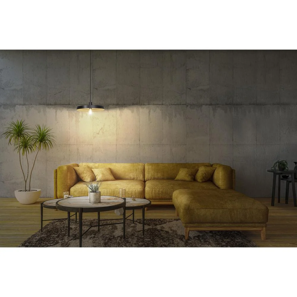 LEDVANCE Decor Plate dekorative Hängelampe mit tellerförmigem Lampenschirm, 400mm, mit E27 Fassung, IP20, Metall, schwarz/beige – Bild 6