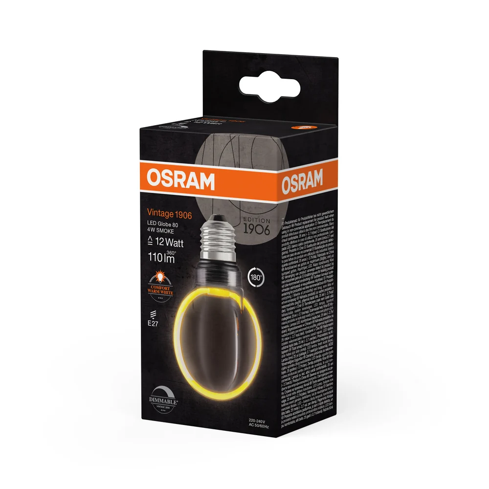 OSRAM VINTAGE 1906® LED Lampe LED CLASSIC GLOBE80 O - Form FILAMENT 4W 818 Smoke E27, 110 lm, 1800 K, Comfort warm white – Bild 4