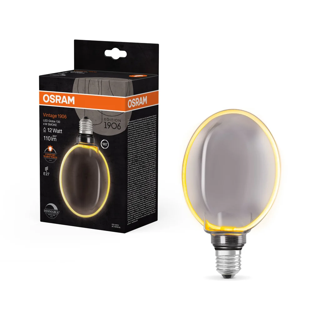OSRAM VINTAGE 1906® LED Lampe LED CLASSIC GLOBE130 O - Form FILAMENT 4W 818 Smoke E27, 110 lm, 1800 K, Comfort warm white – Bild 2