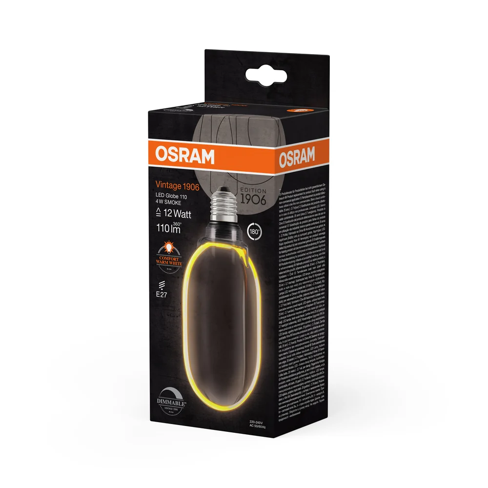 OSRAM VINTAGE 1906® LED Lampe LED CLASSIC GLOBE110 O - Form FILAMENT 4W 818 Smoke E27, 110 lm, 1800 K, Comfort warm white – Bild 4