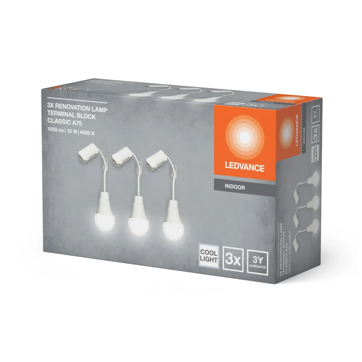 LEDVANCE RENOVATION LAMPS WITH TERMINAL BLOCK , Leuchtmittel, 10 W, 1055 lm, Kaltweiß, 4000 K, 15000 h, CRI > 80, Renovierungslampe, 3er – Bild 4