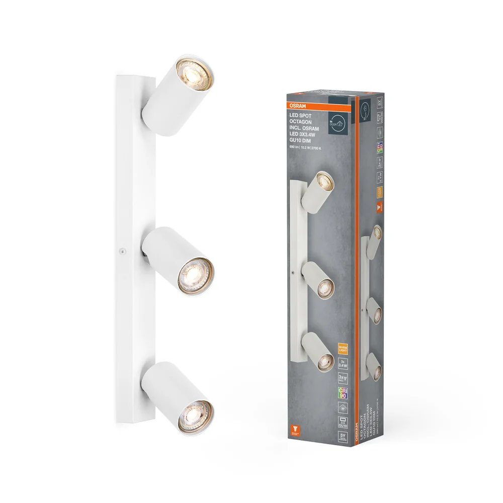 OSRAM LED SPOT OCTAGON Deckenleuchte 3 x 3,4W, GU10, 690lm, weiß – Bild 3