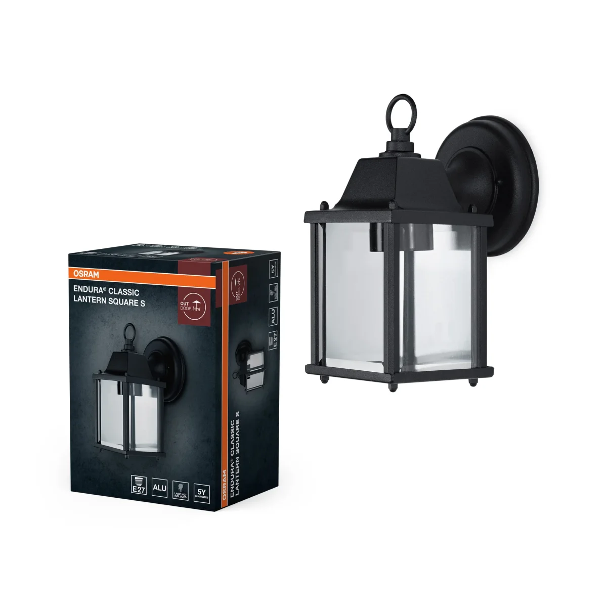 OSRAM ENDURA Classic Außenleuchte S E27 Schwarz, Aluminiumdruckguss, klares Glas, IP43, ohne Leuchtmittel, für Außenmontage geeignet – Bild 2