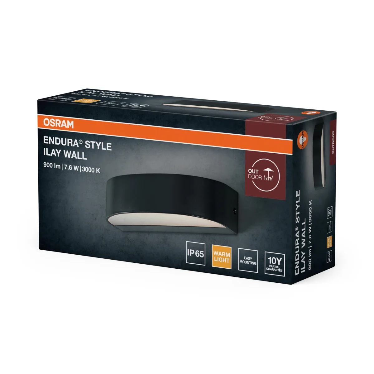 OSRAM ENDURA STYLE ILAY WALL Außenleuchte, 7,6W, 450lm, Wandleuchte, dunkelgrau, IP65 Schutzklasse, 3. 000K Farbtemperatur, warmweiße Lichtfarbe – Bild 4