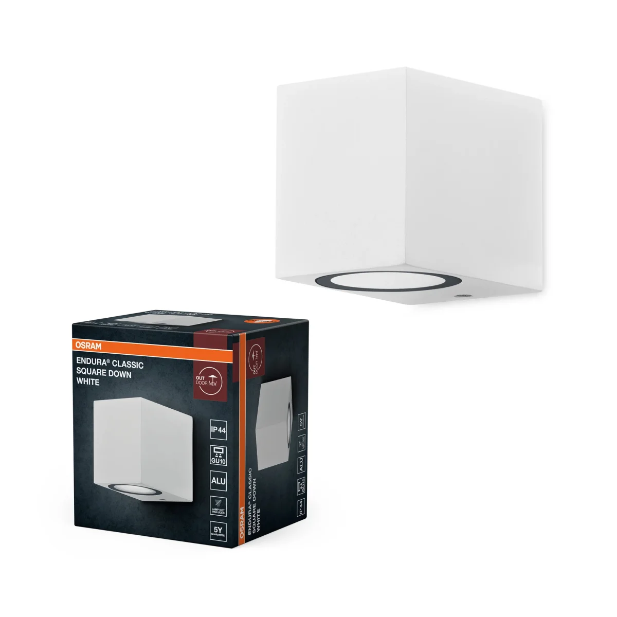 OSRAM ENDURA Classic Square Down Außen-Wandleuchte, weiß, GU10-Sockel (max 35W), kann mit einfacher oder smarter Lampe bestückt werden, Down oder Up/Down Leuchtenvariante, Schutzklasse IP44 – Bild 2