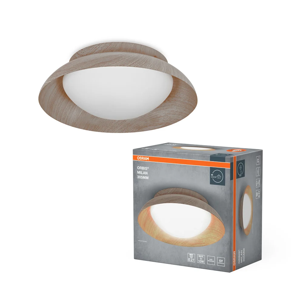 OSRAM ORBIS MILAN Deckenleuchte 305mm, holzfarben, 2xE27 – Bild 2