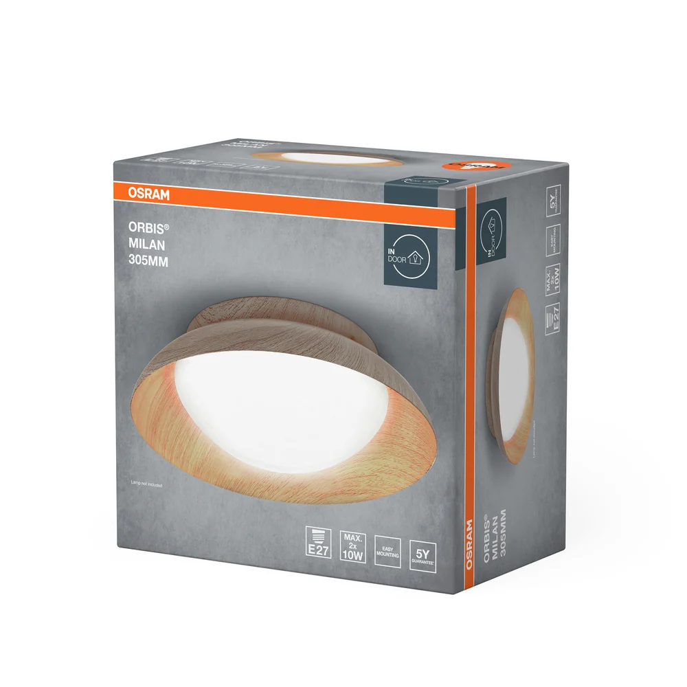 OSRAM ORBIS MILAN Deckenleuchte 305mm, holzfarben, 2xE27 – Bild 4