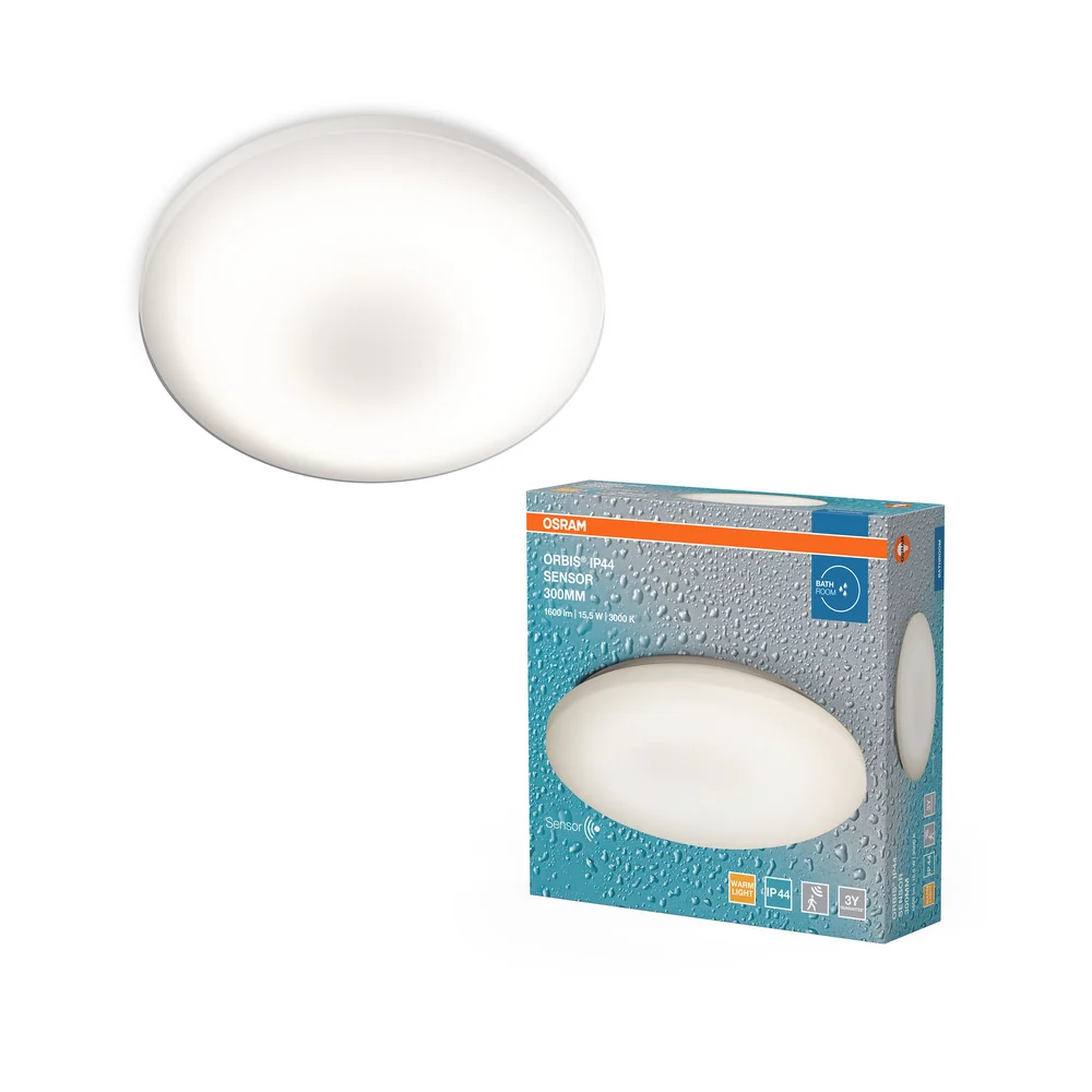 OSRAM ORBIS LED Badenzimmerlampe mit Sensor, LED Deckenleuchte mit IP44 warm weiß mit 15 W, 1100 Lumen und 30cm Durchmesser. ORBIS IP44 SENSOR 300MM 15.5W 830 – Bild 2