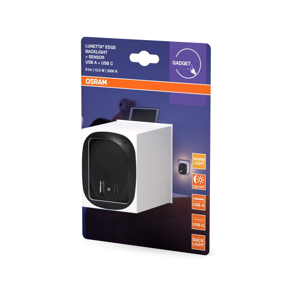 OSRAM LUNETTA EDGE Steckdosen-Nachtlicht, 0,35W, 10lm, schwarz – Bild 4