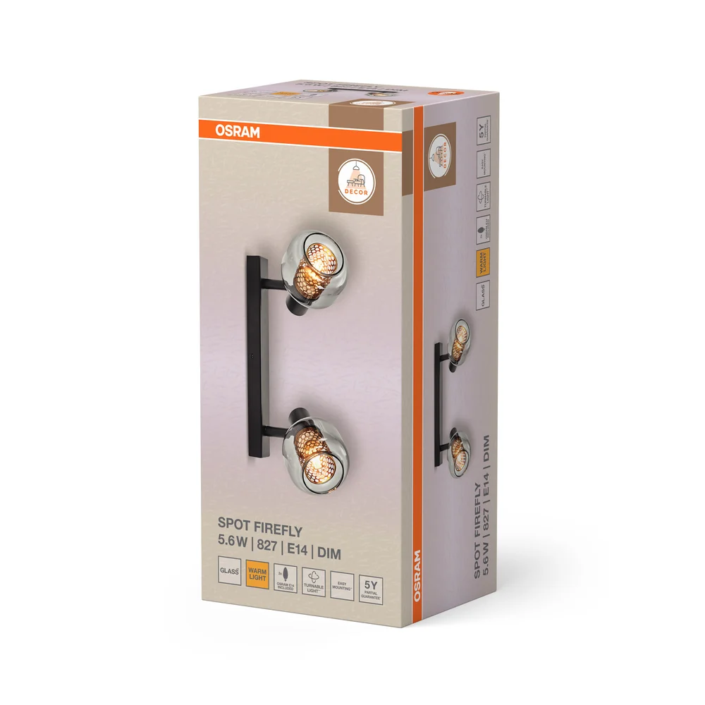OSRAM DECOR Spot Firefly Deckenleuchte, OSRAM Lampe inklusive, schwarz, 2 x 2.8W, E14 – Bild 5