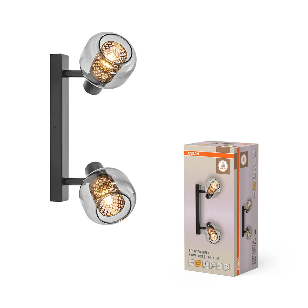 OSRAM DECOR Spot Firefly Deckenleuchte, OSRAM Lampe inklusive, schwarz, 2 x 2.8W, E14 – Bild 3