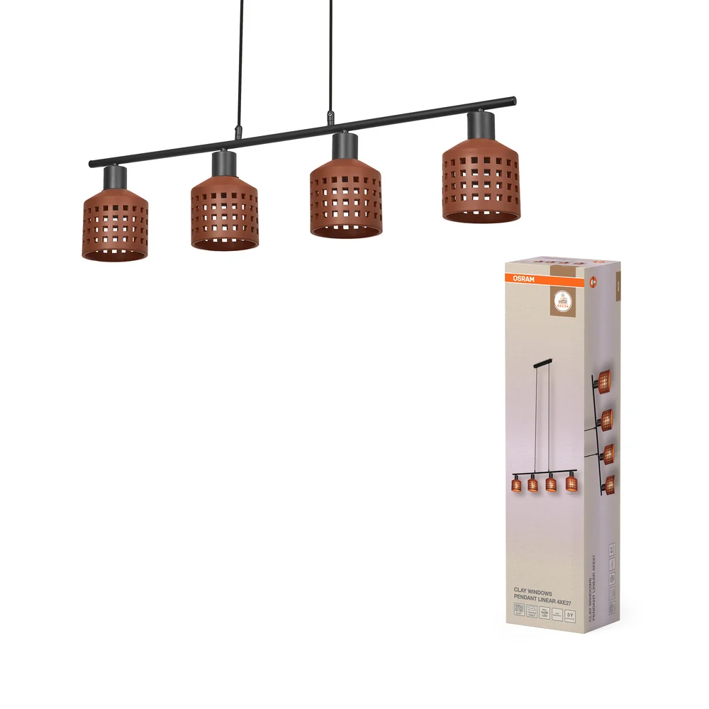 OSRAM DECOR Clay Windows Pendant Pendelleuchte LN 4xE27 Brown – Bild 3