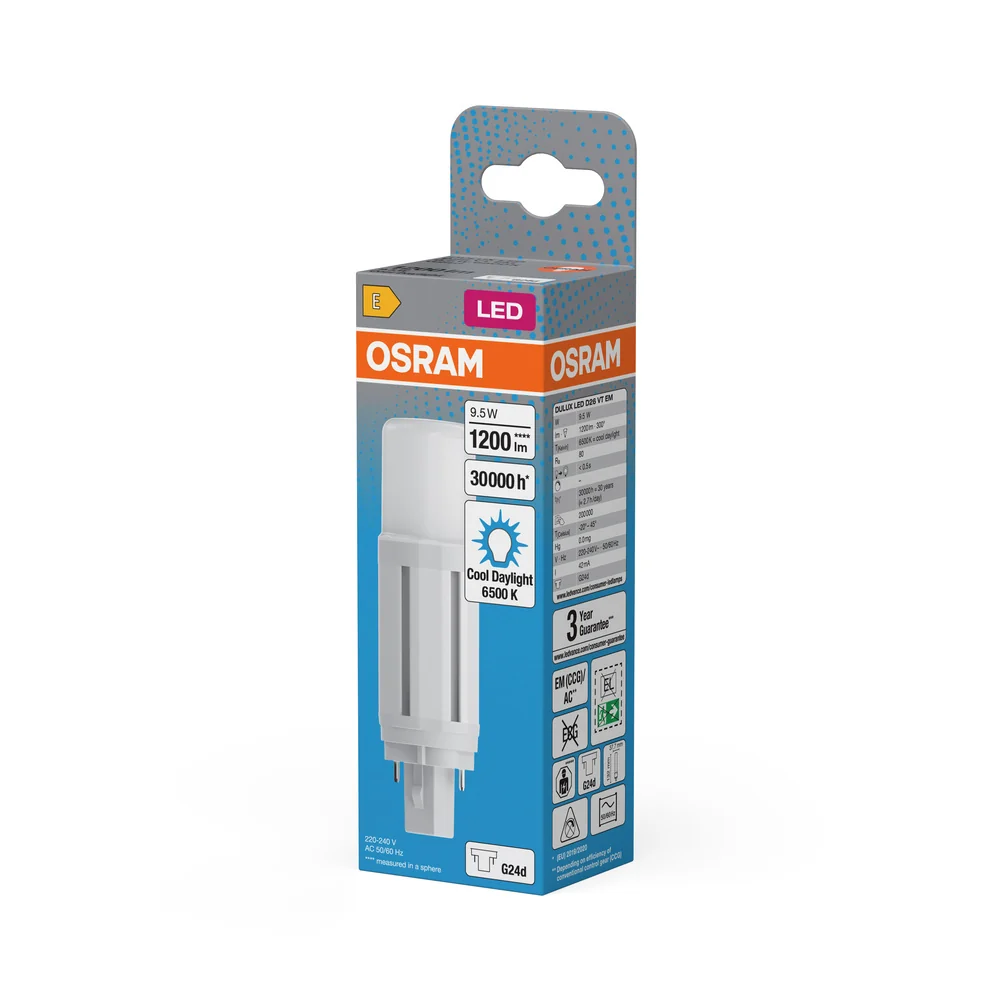 OSRAM DULUX LED D26 VT EM & AC MAINS Stablampe, 9.5W, 6500K, Kaltweiß, G24D – Bild 4