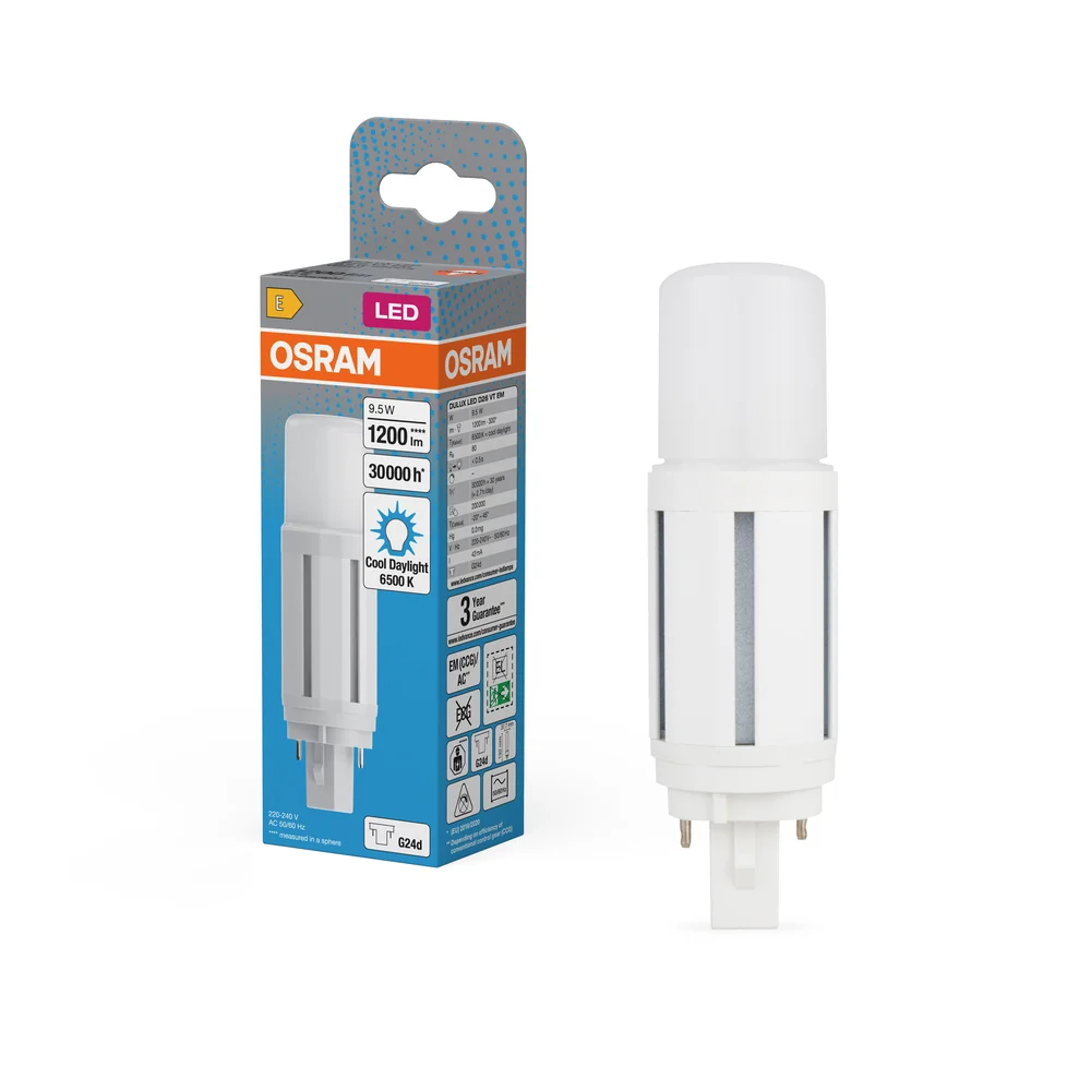 OSRAM DULUX LED D26 VT EM & AC MAINS Stablampe, 9.5W, 6500K, Kaltweiß, G24D – Bild 2