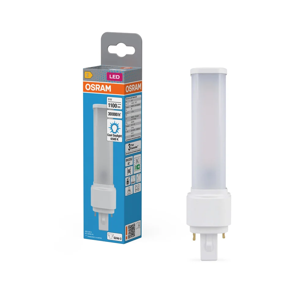 OSRAM DULUX LED D26 EM & AC MAINS Stablampe, 9W, 6500K, Kaltweiß, G24D-3 – Bild 2