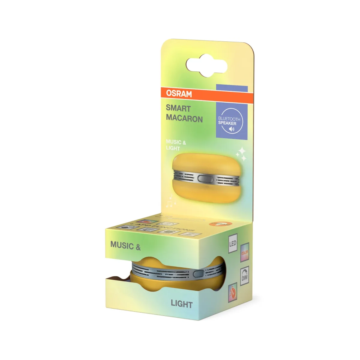 OSRAM Bluetooth SMART+ Macaron Lautsprecher mit Bewegungssteuerung, LED-Licht RGB, Gelb – Bild 4