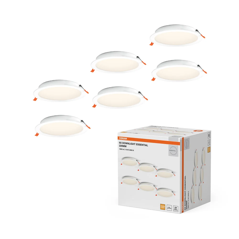 OSRAM Essential Downlights Einbaustrahler Set 220 mm 18W Weiß ⌀200 mm – Bild 2