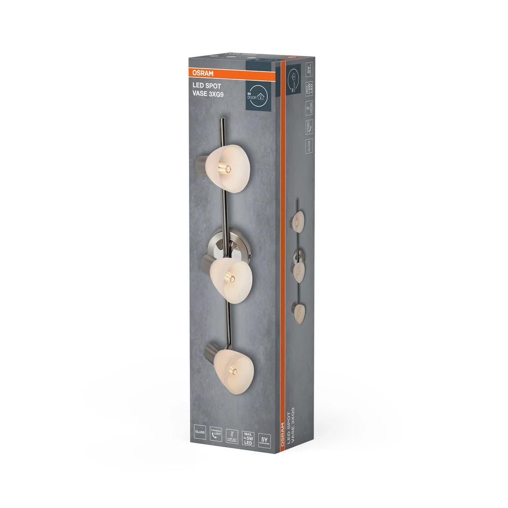 OSRAM LED Spot Vase Deckenleuchte 3xG9 Gebürstetes Nickel – Bild 4