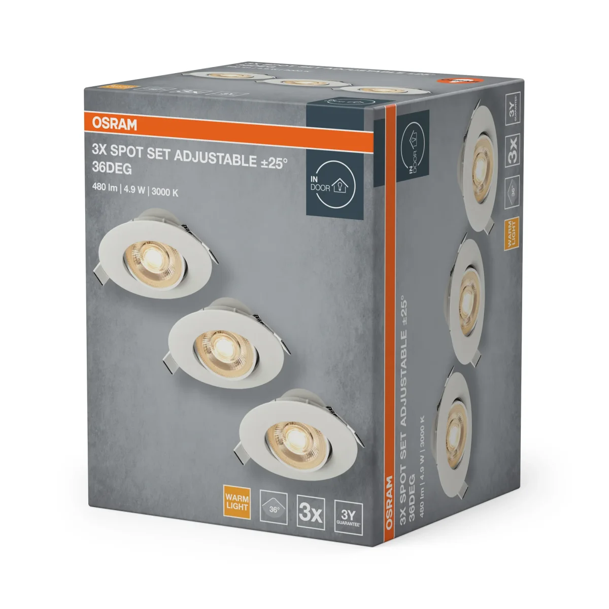 OSRAM Einbau LED Spot-Set verstellbar Kunststoff 4,9W 830 36° Weiß – Bild 4