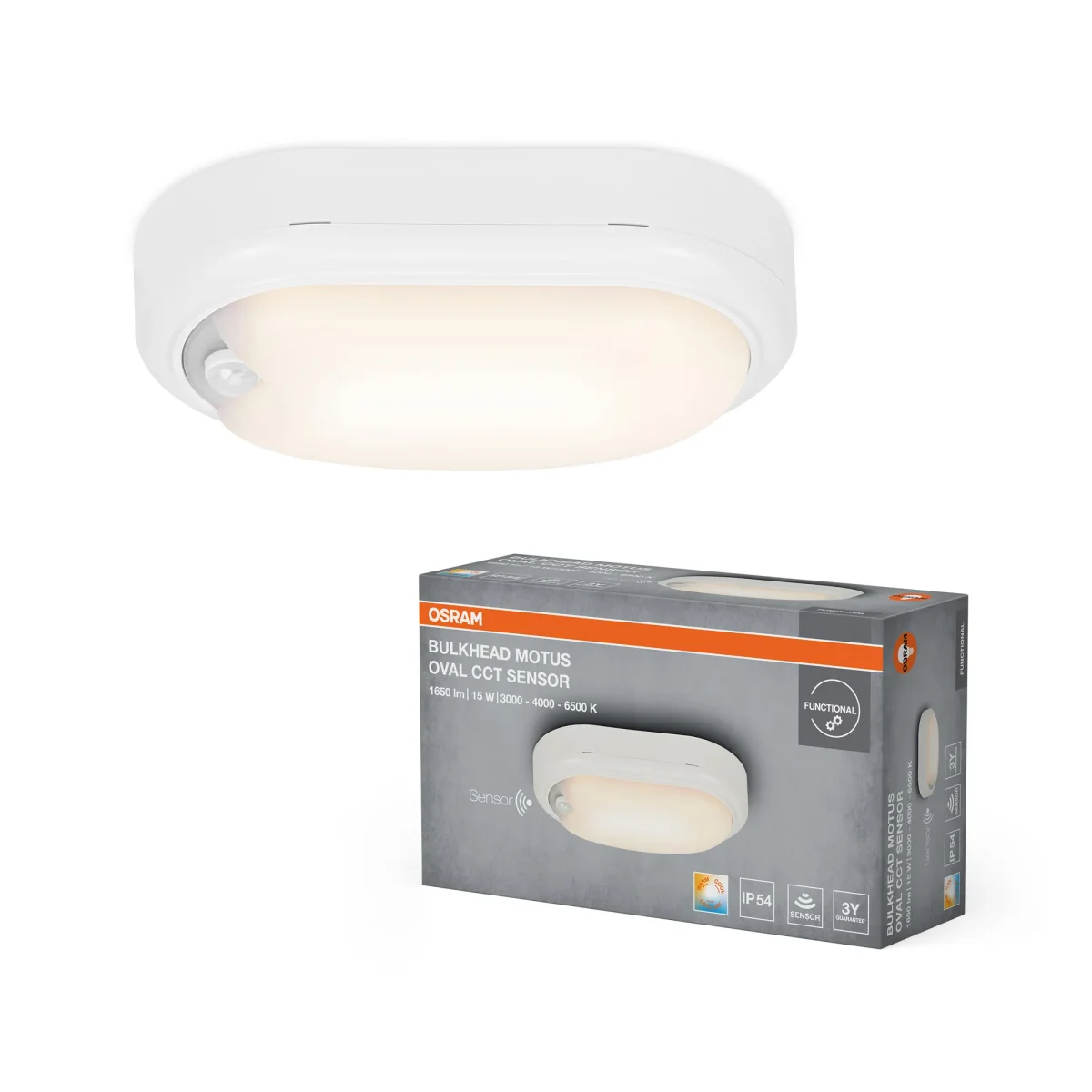 OSRAM LED BULKHEAD MOTUS OVAL Deckenleuchte 15W, 3000K-6500K, CCT, Weiß – Bild 2