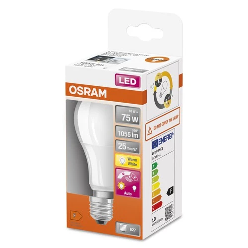 OSRAM LED DAYLIGHT Sensor Classic A LED Lampe matt (ex 75W) 10W / 2700K Warmweiß E27 – Bild 3