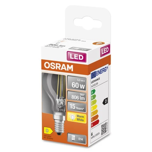 OSRAM LED Retrofit Classic P LED Lampe (ex 60W) 6,5W / 2700K Warmweiß E14 – Bild 3